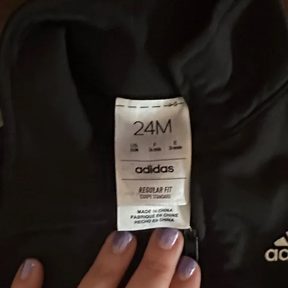 Adidas Black Jacket with White Stripes - Picture 2 of 3